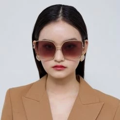 Women's Matthew Williamson Clematis Sunglasses In Yellow Gold