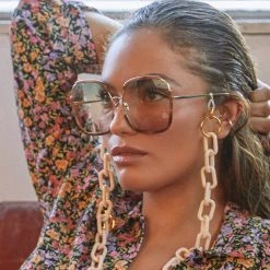 LINDA FARROW (U.K.) Natalia Oversized Sunglasses In Tortoiseshell Women's