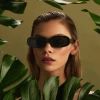 LINDA FARROW (U.K.) Women's Cara Oval Sunglasses In Black