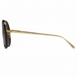 Linda Farrow The Tracy | Round Sunglasses In Black Frame (C11)
