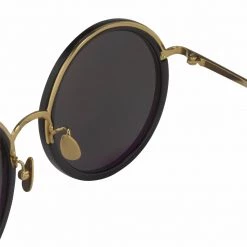 Linda Farrow The Tracy | Round Sunglasses In Black Frame (C11)